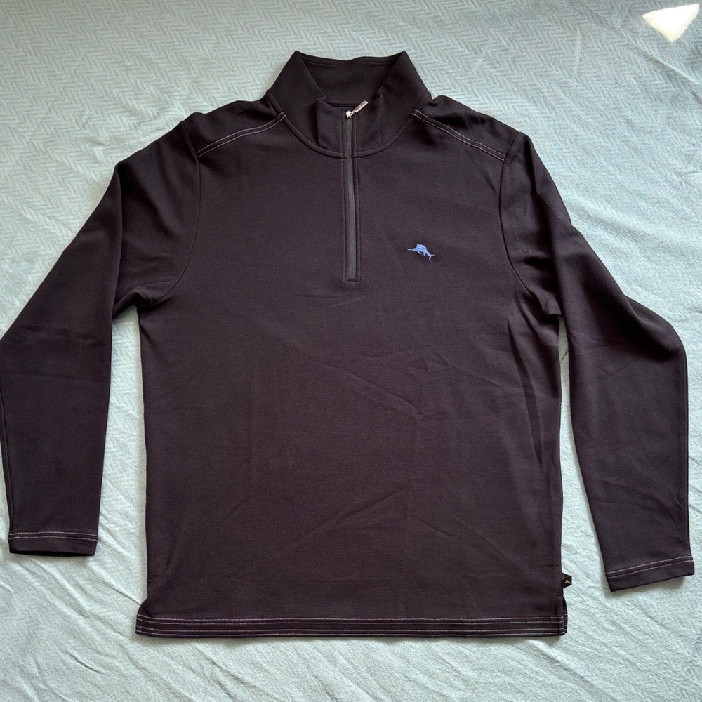 NEW Tommy Bahama Black Zip-Up Sweater
